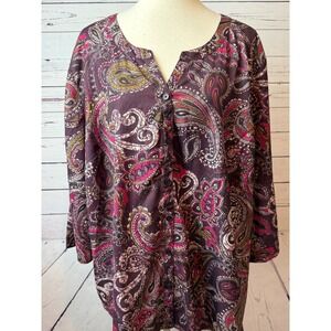 Catherines Plus size tunic top 3XWP Womens 3X Petite Button front‎ blouse Shirt